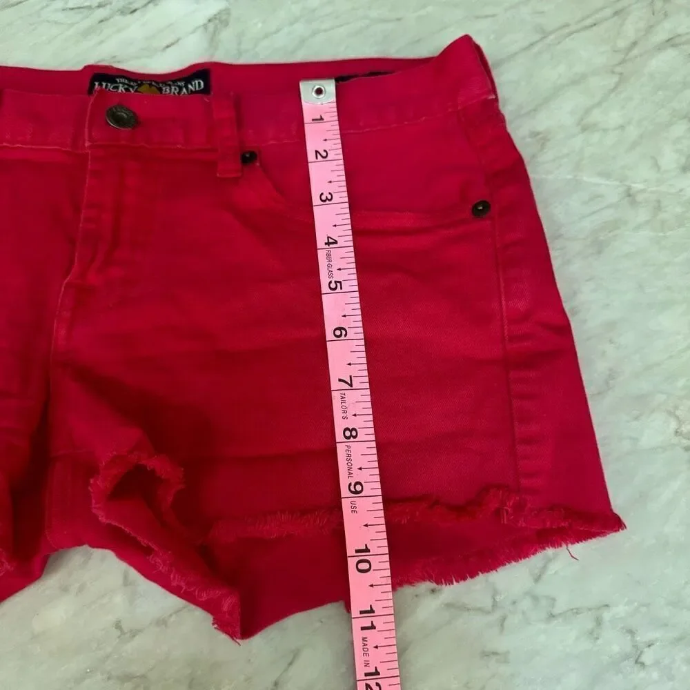 Lucky Brand Riley cut-off shorts red/pink jean shorts size 4/27